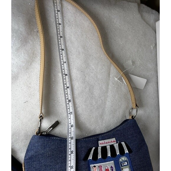 Unbranded Denim Embroidered Shoulder Bag Vegan Leather Trim - Picture 7 of 7